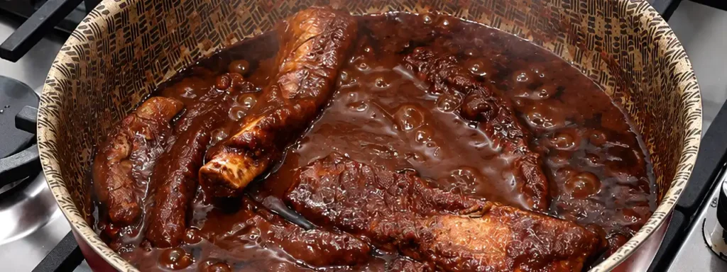 Costillas de cerdo en adobo cocinándose